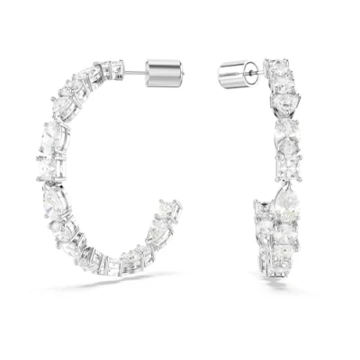 Imagen de Swarovski Pendientes de Aro Mesmera, Zirconia Blanca Tallas Mixtas, Baño Rodio