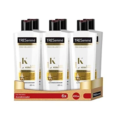 Imagen de TRESemmé Acondicionador Liso Keratina para pelo encrespado o dañado con aceite de Marula y Pack 6 x 400ml