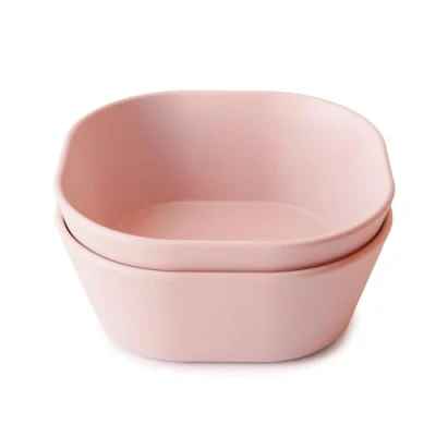 Imagen de mushie Cuencos Cuadrados para Niños Set de 2 Fabricados en Dinamarca Libres BPA Aptos lavavajillas Equipamiento inicial seguro, duradero Blush