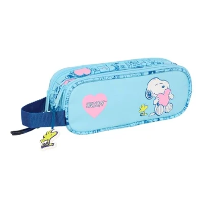 Imagen de Snoopy Love Portatodo Doble Niño, Estuche Infantil, Ideal para Niños en Edad Escolar, Cómodo y Versátil, Calidad Resistencia, 21x6x8 cm