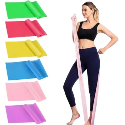 Imagen de Phieeseriy Bandas Elasticas Musculacion Set de 6, 2M/1.8M Fitness con 3 Niveles Resistencia, Elasticos para Yoga, Pilates, Estiramientos, Mujer y Hombre