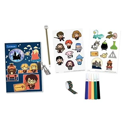 Imagen de Lexibook SD30HP Harry Potter Electrónico Diario Secreto con Accesorios, Efectos de luz, candado y Llave, Pegatinas, bolígrafo Borla, Dibujo Animado, Color Rosso, Medium