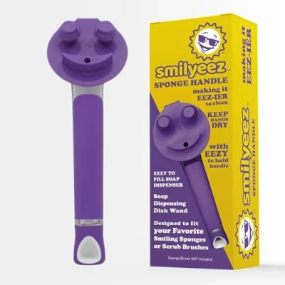 Imagen de Smilyeez Mango dispensador de jabón con Esponja Sonriente Original Varita para Platos Scrub Daddy Sponge (Morado)