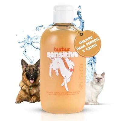 Imagen de BURBUR Champu para Perros y Gatos 400ML Mascotas con Pieles Delicadas Cuidado Todo Tipo de Razas Aportando Brillo a su Pelo una Piel Saludable Vegano