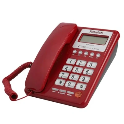 Imagen de Teléfono Con Cable Retro Rojo,Con Función De Memoria Flash y Rellamada,Modo Dual Dtmf/Fsk,Teléfono Escritorio,El Identificador Llamadas Es Un Fijo,Para Hoteles,Hogares,Escuelas,Oficinas
