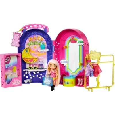 Imagen de Barbie Extra Minis Boutique Set de Juego portátil con muñeca pequeña y Accesorios Looks Moda, Juguete +3 años (Mattel HHN15)