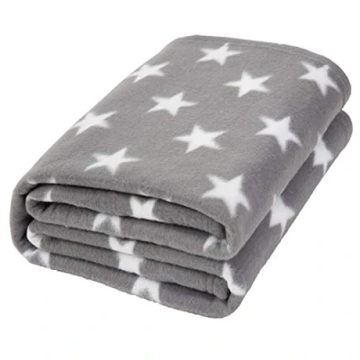 Imagen de Dreamscene Estrellas de Lana Franela arrojan sobre la Cama Manta Suave y cálida Felpa para el sofá los niños del bebé Gris Plata 120 x 150cm