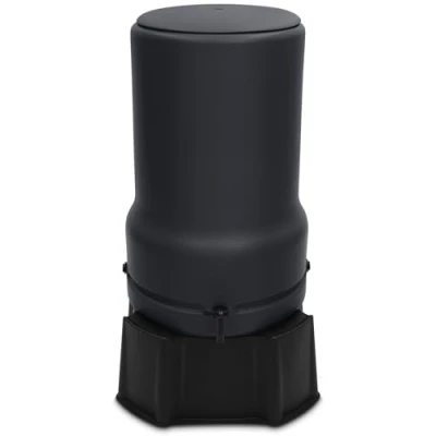 Imagen de YourCasa Tanque de lluvia 110 l [RainBell] con pie, tapa y grifo, barril plástico, a prueba heladas, depósito agua lluvia, para jardín, colector