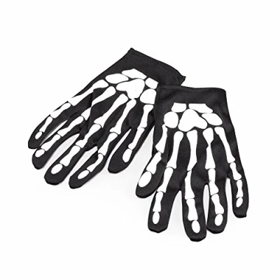 Imagen de Bristol Novelty Guantes de Esqueleto Negro Halloween, Color blanco, 22.86 cm (BA101)