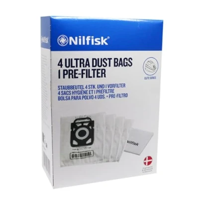 Imagen de Anakel Home Bolsas Aspiradora Nilfisk 107407940 Compatibles con Aspirador King, Extreme y Elite Series 4 unidades, Incluye Prefiltro, Tejido de Alta Resistencia