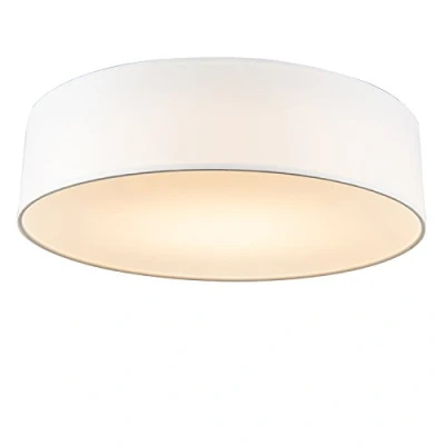 Imagen de Qazqa Moderno Plafón blanco 40 cm con LED DRUM Textil/Acero Redonda Incluye Max. 1 x 20 Watt
