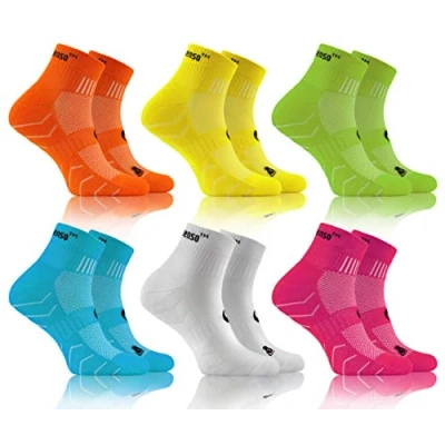 Imagen de Sesto Senso Calcetines Deporte Colores Mujer Hombre Algodón 3 6 Pares Amarillo Verde Turquesa Blanco Rosa 35 38 Pack Naranja