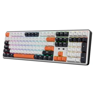 Imagen de Redragon K689 PRO teclado inalámbrico RGB para juegos, 104 teclas + 4 de acceso rápido adicionales, mecánico con base intercambiable en caliente, 5 capas reducción ruido,