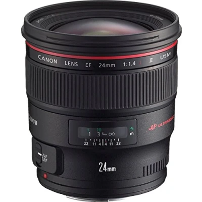 Imagen de Canon EF 24 mm f/1.4L II USM Objetivo para (Distancia Focal Fija 24mm, Apertura f/1.4 22, diámetro: 77mm) Negro