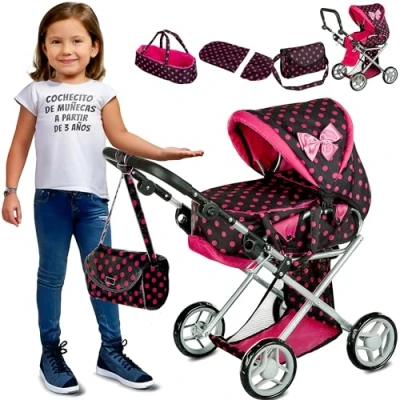 Imagen de Kinderplay Cochecito de Juguete, con Mango Entre 36,5 y 64 cm, Toma Suave, 3 en 1, KP0200G