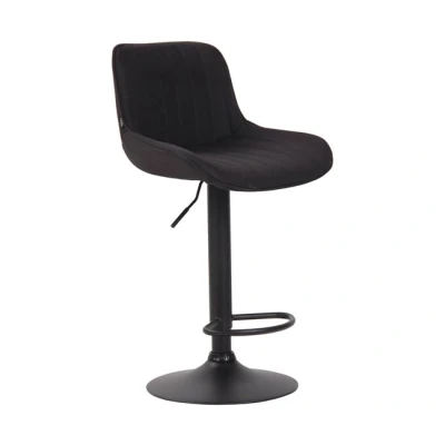 Imagen de CLP Taburete De Bar Lentini En Tela I Silla Alta Cocina con Reposapiés &amp; Base Metálica Giratoria, Color:Negro, Color del Marco:Negro