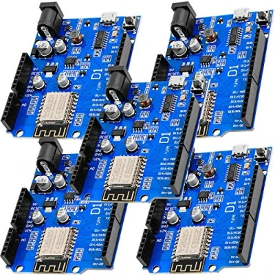 Imagen de AZDelivery 5 x Modulo D1 R1 WiFi ESP8266MOD 12 F Placa de Desarrollo Internet Las Cosas Compatible con Arduino E Book Incluido!