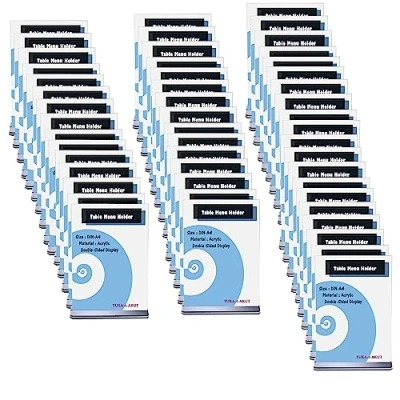 Imagen de TUKA 50x A4 Menu Soporte Doble Cara, Forma de T con Base, Soportes Sobremesa para Carteles, Menús, Promociones, Porta Carteles. Expositor Mesa, Acrílico Transparente, Vertical TKD8205