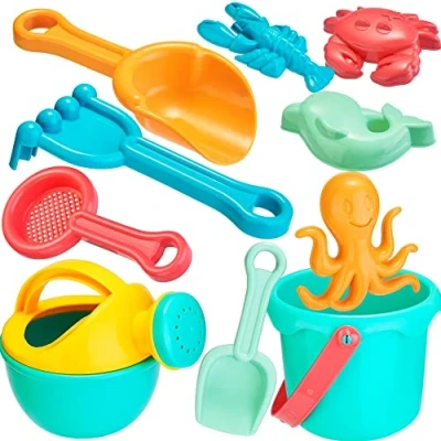 Imagen de Lubibi Juguetes de Plastico para Niños, 10 Piezas, Juegos Cubos, Palas Rastrillo Moldes Arena, Playa, Verano