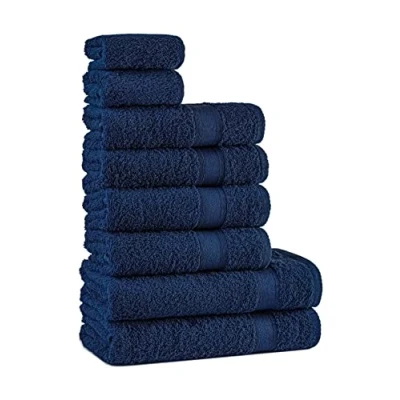 Imagen de Tuiste Juego de Toallas Azul Marino 8 Piezas, 2 Baño (70x140) + 4 Manos (50x90) para la Cara (30x50), Súper Suave y Altamente Absorbente, Lujosas 100% algodón