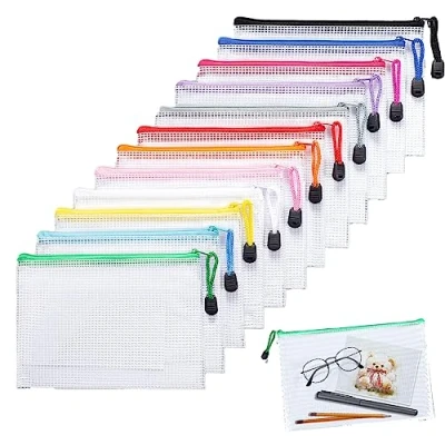 Imagen de PLATEYTR 12 PCS Bolsas de Documentos Carpeta A5 con Cremallera Malla, Bolsa Archivo Zip para Documentos, Papel, cosméticos y artículos Viaje