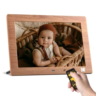 Imagen de KODAK Marco de Fotos Digital 10 Pulgadas, No WiFi Electrónico con Mando a Distancia, Pantalla IPS, Reproductor Foto/Vídeo/Música, Soporte USB/Tarjeta SD, Automático ON/OFF/Rotación