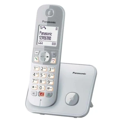 Imagen de Teléfono Panasonic KX TG6851SP, Inalámbrico, Identificación de llamadas, No molestar, Plata + Base