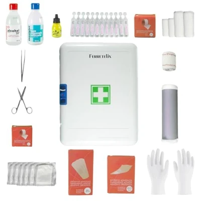 Imagen de FERRETELIX® Botiquin primeros auxilios Armario de pares 40 CM x 32 18 con dotacion Homologado para vivicendas turisticas, casa, oficina