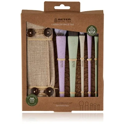 Imagen de Beter Set de Maquillaje Natural Fiber Kit 5 Brochas y Pinceles Pelo Sintético, ideal para Regalo