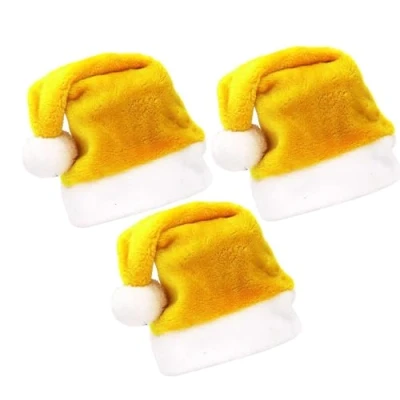 Imagen de Onlvmyur 3 Piezas Gorro Navidad Adultos Papa Noel Felpa Clásico Sombrero de Papá para Disfraz Cosplay (amarillo)