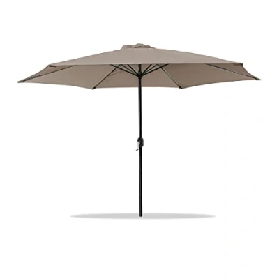 Imagen de Acomoda Textil Sombrilla de Jardín con Forro Anti UV. Parasol Aluminio Manivela, Toldo Octogonal 3 M Ø para Patios y Terrazas 244 x 300cm. (Topo)