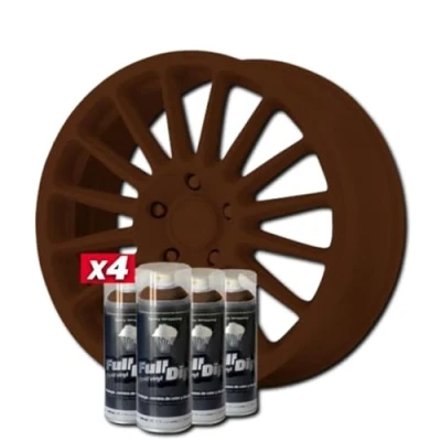 Imagen de AutoFullCar Pack Llantas Vinilo Líquido FULL DIP 4 Sprays 400 ml. Unidad Acabado Mate Válido Para De 15 a 18 Pulgadas (MARRON MILITAR)
