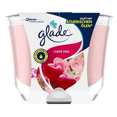 Imagen de Glade Brise I Love You Vela aromática de larga duración en vaso cristal (hasta 39 horas combustión, 1 x 224 g)