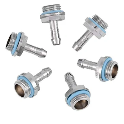 Imagen de Richer R 6Pcs Conector Tubos Manguera para Refrigeración por Bloques de Agua Computadora,Accesorios PC Water Cooling,Kit Sistema Líquida (Cobre+Chapado Cromo)(6 mm)