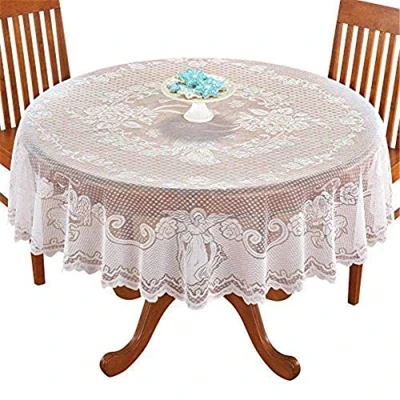 Imagen de NC Amipos Manteles de Encaje Vintage poliéster para casa, Cocina, Fiestas, Bodas (Redondo, 178 cm)