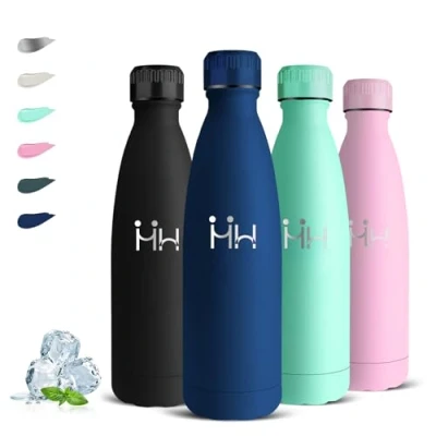 Imagen de Botella Agua Acero Inoxidable 500ml Termica, Garrafa Termica Sin BPA, A Prueba de Fugas, Termo Agua, 18/8, Cantimplora para la Escuela, Cafetería, Viajar, Oficina