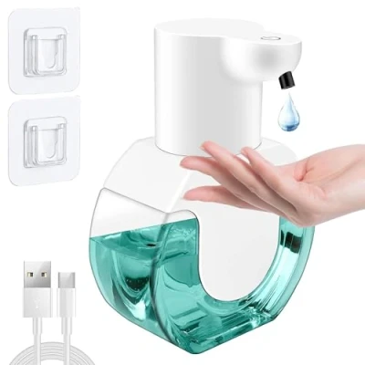 Imagen de Automatico Dispensador Jabon Baño, 420 ml de jabón automático para Pared, Carga USB con Sensor Cocina, Apto Hotel