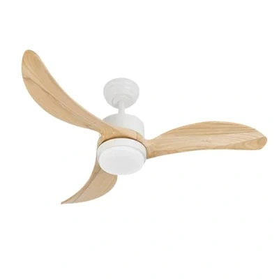 Imagen de Abrila Ventilador DC BEMBEZAR Color Blanco con tres Aspas en Haya 6 Velocidades Ajustables 3 Temperaturas de Luz Mando a Distancia Incluido