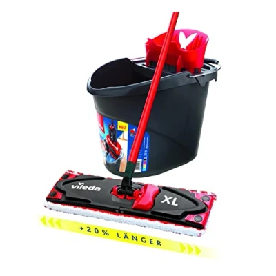 Imagen de Vileda Ultramax XL 2 en 1 Juego Completo de mopa, Funda Microfibra y Cubo con Powerpresse, fregona extraancha Mango, Placa limpiaparabrisas 42 cm, Longitud del Mango 75 130 Embalaje