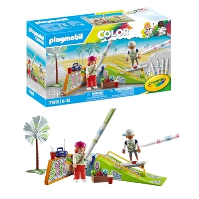 Imagen de PLAYMOBIL Color 71515 Skatepark, audaces Acrobacias en monopatín, con bolígrafos y Accesorios solubles Agua, Juguetes para niños niñas a Partir de 6 años
