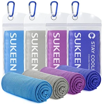 Imagen de Sukeen Paquete de 4 Toallas refrigeración (40 x 12 Pulgadas), Toalla Hielo, fría Suave y Transpirable, Microfibra para Yoga, Deportes, Correr, Gimnasio, Entrenamiento, Camping,