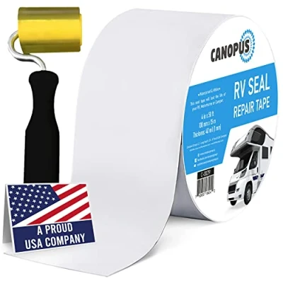 Imagen de CANOPUS Cinta Butilo con Rollo, para RV, Caravana, Camping Car, Blanco, 10 cm x 15 m