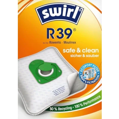 Imagen de Swirl R39/10 R 39 MicroPor Plus Green para Aspiradora Rowenta, Moulinex, Antialergénico, Alta Potencia de Aspiración Permanente, 10 Bolsas + 2 Filtros, marrón
