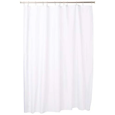 Imagen de iDesign Poly SC/Liner Cortina de baño tela, impermeable con dobladillo reforzado, ducha lavable en la lavadora, 183,0 cm x cm, Poliéster blanco