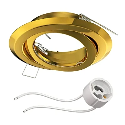 Imagen de ledscom.de Marco empotrado en el techo FABI, redondo, orientable, dorado brillante (GU10/MR16/GU5,3/50mm) incl. enchufe