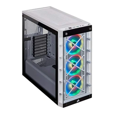Imagen de Corsair iCUE 465X RGB Cristal Templado Chasis Semi torre ATX Inteligente (Paneles Lateral y Frontal de Templado, Tres Ventiladores LL120 LED Incluidos), Blanco