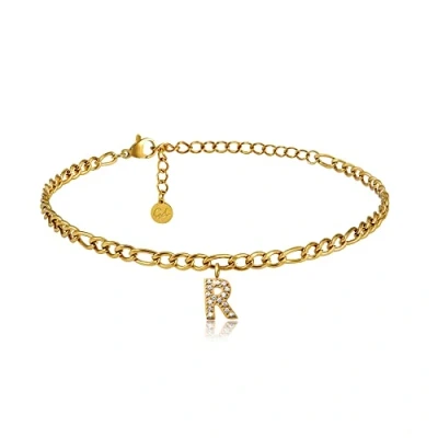 Imagen de GD GOOD.designs Tobillera de oro con letras impermeables I para señoras chapada en 18K ajustable (22 27cm) acero inoxidable (R)