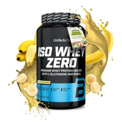 Imagen de BioTechUSA Iso Whey Zero Premium Protein Isolate Grass Fed Enzyme Free Sugar and Gluten free, 908 g, Plátano