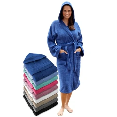 Imagen de LEBENGOOD Albornoz Mujer Capucha 100% Algodón Rizo Americano 400 gr, Bolsillos, Bata Suave, Toalla Ducha (Alb.Capucha Azulon 3XL)