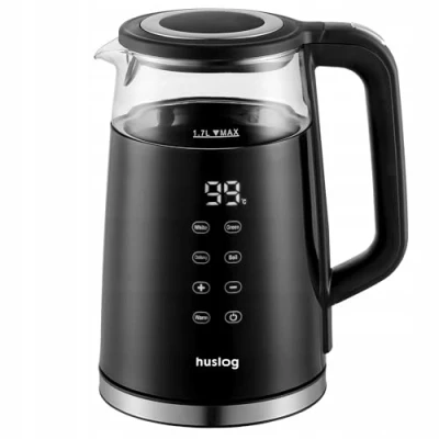 Imagen de Huslog Hervidor eléctrico, 1,7 L, ajuste táctil de temperatura, 2200 W, negro